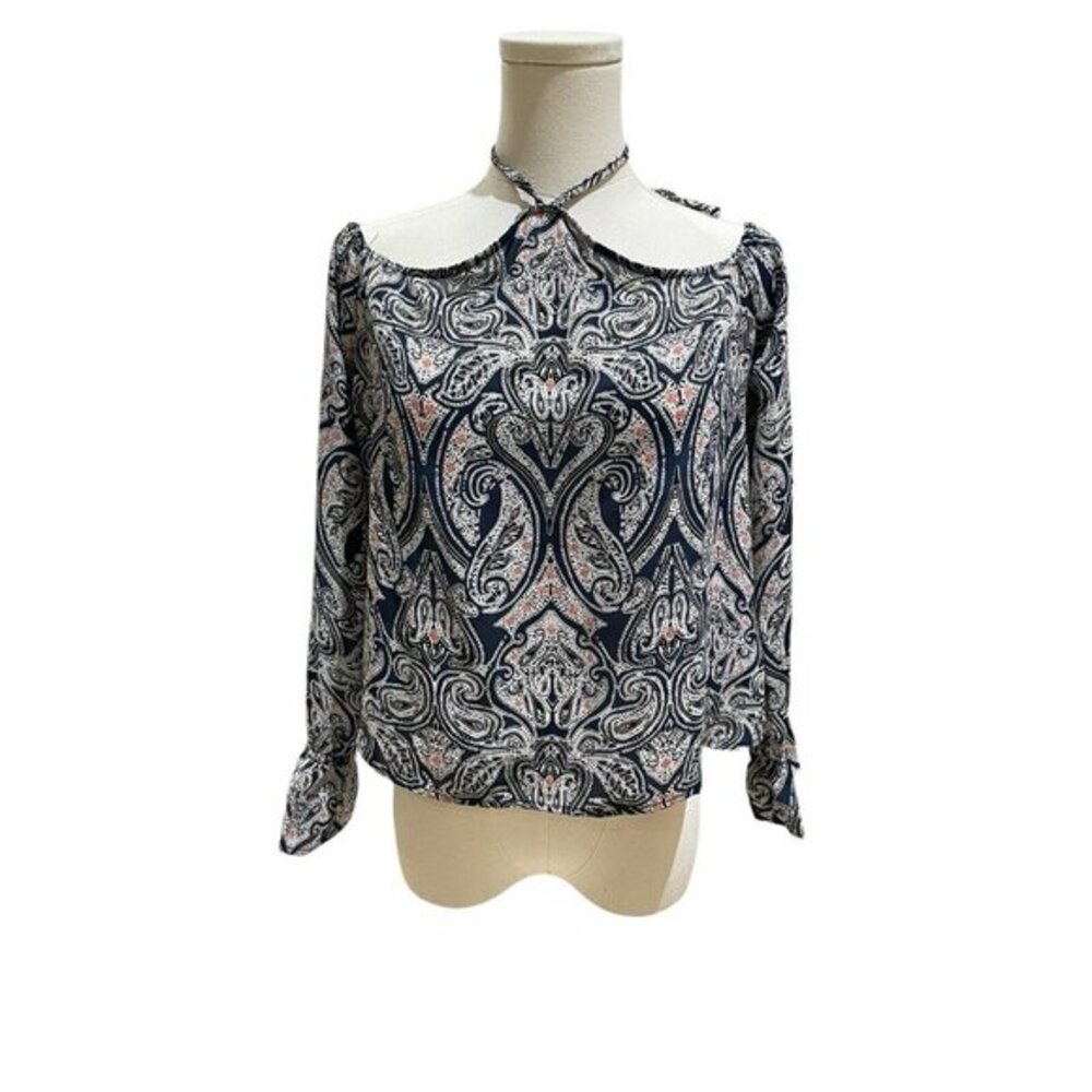 Cupcakes & Cashmere Paisley Print Halter Top Blouse S NEW